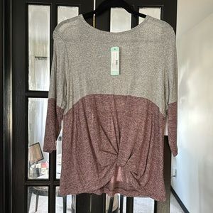 Pink Clover Stitch Fix Front Twist Color Block Top